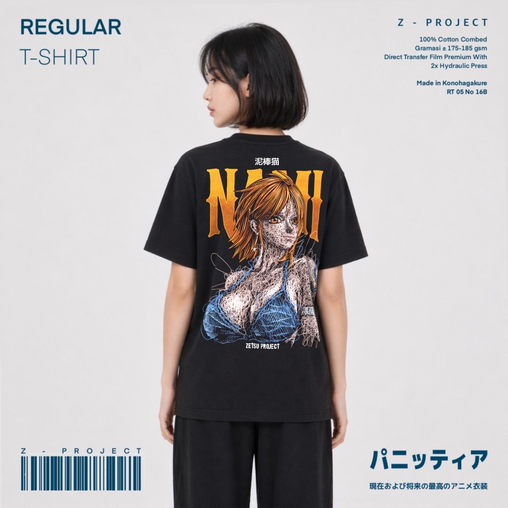 HOT Zetproject | Nami Kaos Anime Regular Fit Lengan Pendek