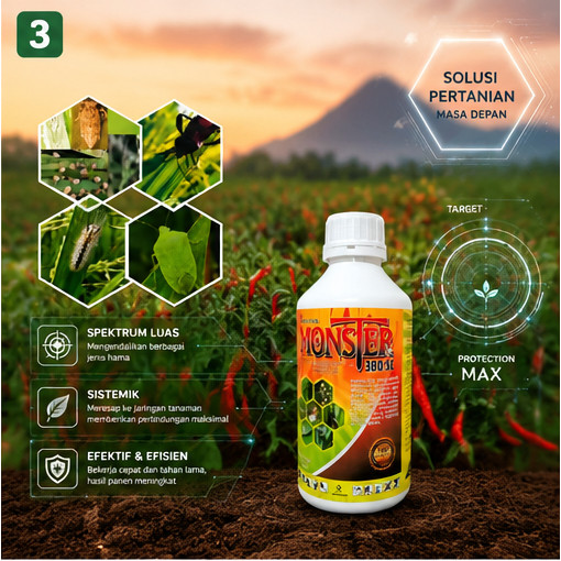 INSEKTISIDA MONSTER 380SC 1Liter (5+1)/BAHAN AKTIF EMMAMECTIN BENZOAT,KLORFENAPIR,INDOSAKRAB