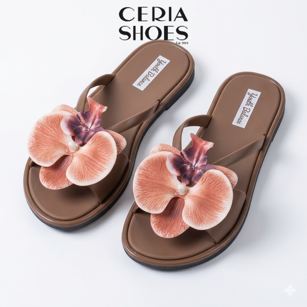 Sandal Slop Wanita Bahan Karet Jelly Tebal Elastis Ringan Anti Air 1205 - C13