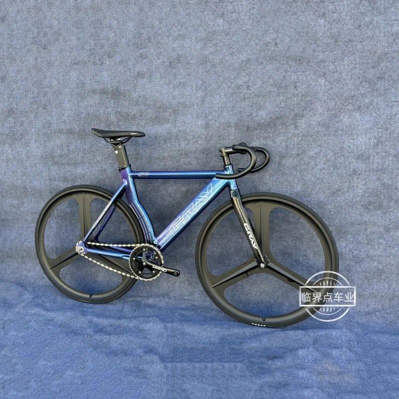 GRAY F17 Single Speed Fixie Track Bike Aluminum Alloy Frame Carbon Fiber Fork V/C Brake 700C 90mm  M