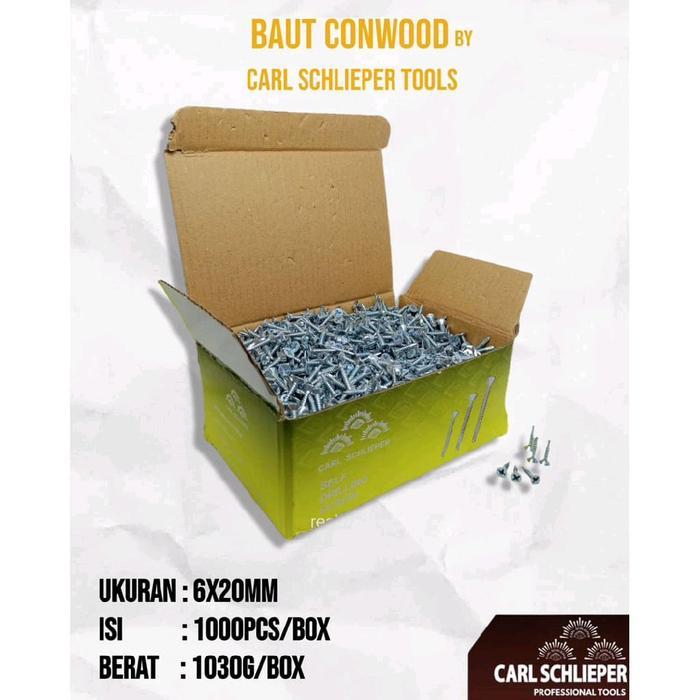 CARL SCHLIEPER Skrup Roofing SDS FH 6X25 / Flat Head Self Drilling Screw / Conwood Screw / Baut Baja