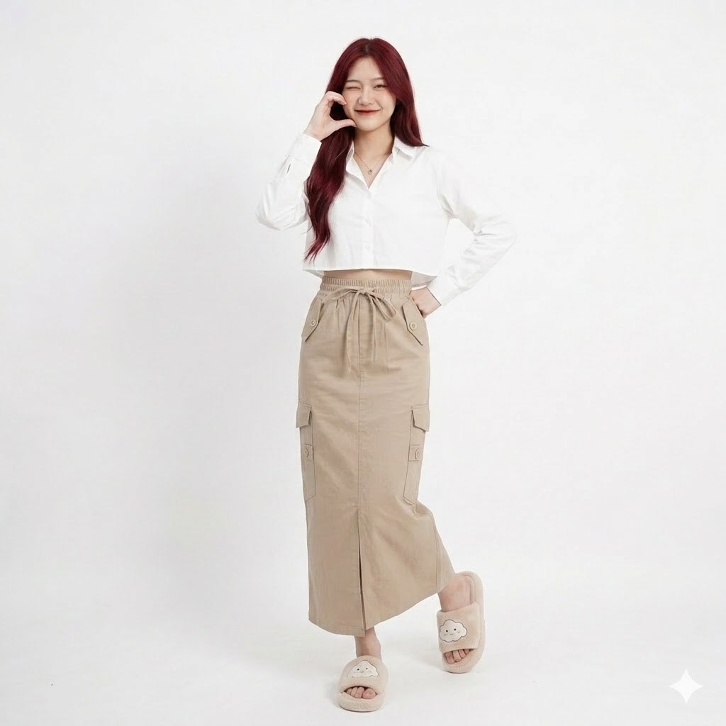 Cheza Cargo Skirt #4 - Rok Twill Kargo Strecth Span Skirt Belah