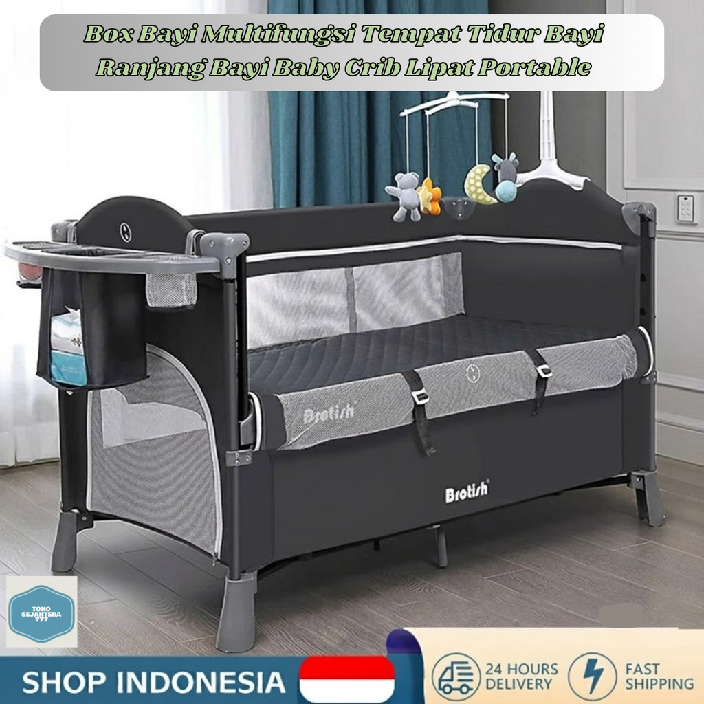 Ranjang Bayi Baby Crib Lipat Portable Box Bayi Multifungsi Tempat Tidur Bayi