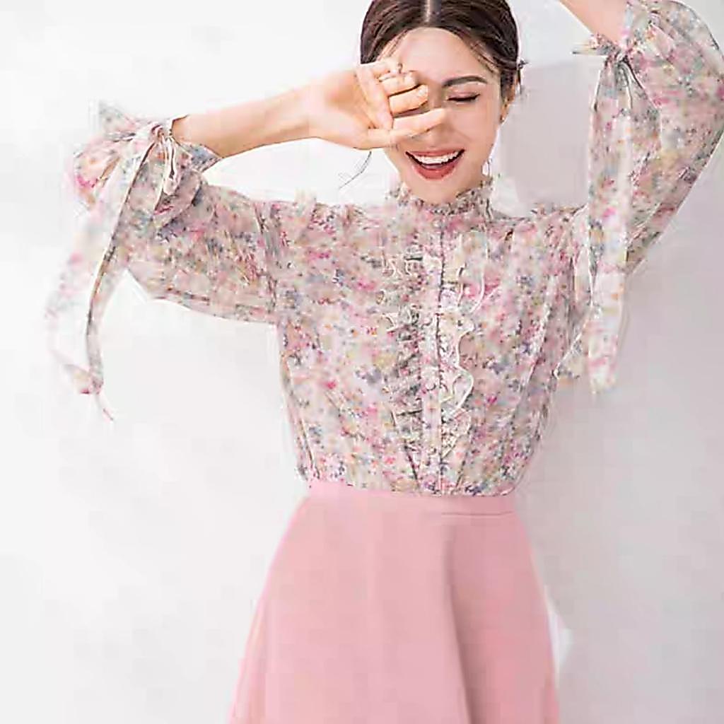 { VIRAL } 7788# gracelyn tieneck shirt 3M$ three M fashion pakaian wanita