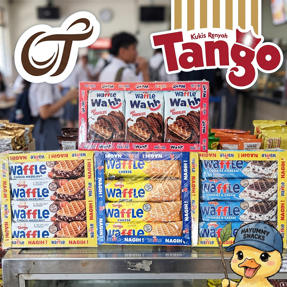 TANGO Waffle Choco Hazelnut Cheese Cookies Cream Wahh Chocolate Cookies Emoji 12 Pcs Snack Wafer Bis