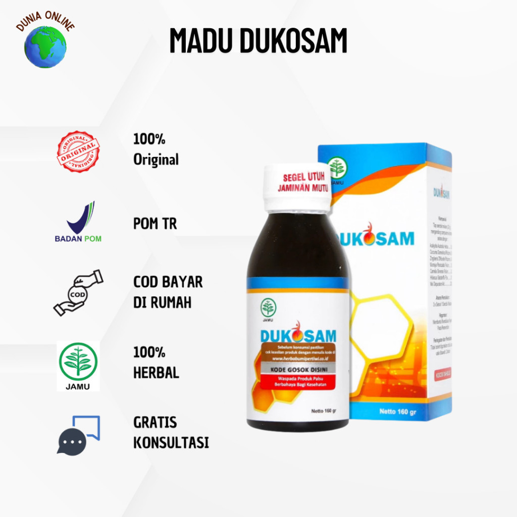 Madu Dukosam Obat Herbal Alami Trigliserida Kolesterol & Asam Urat By GalaHerbal COD