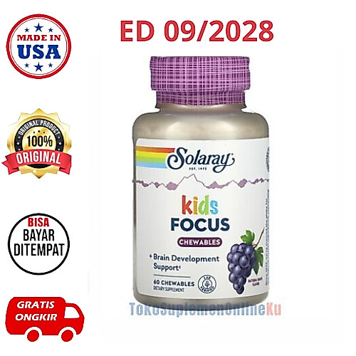 Solaray Kids Focus Chewables Vitamin Suplemen Otak Anak Adhd Konsentrasi Fokus New