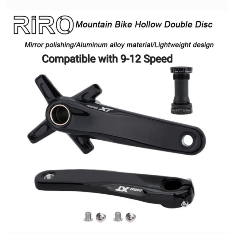 RIRO XT Crankset Sepeda BB HT2 BCD 104 Hollowtech Arm Crank Sepeda Crank set Bottom Bracket Sepeda M
