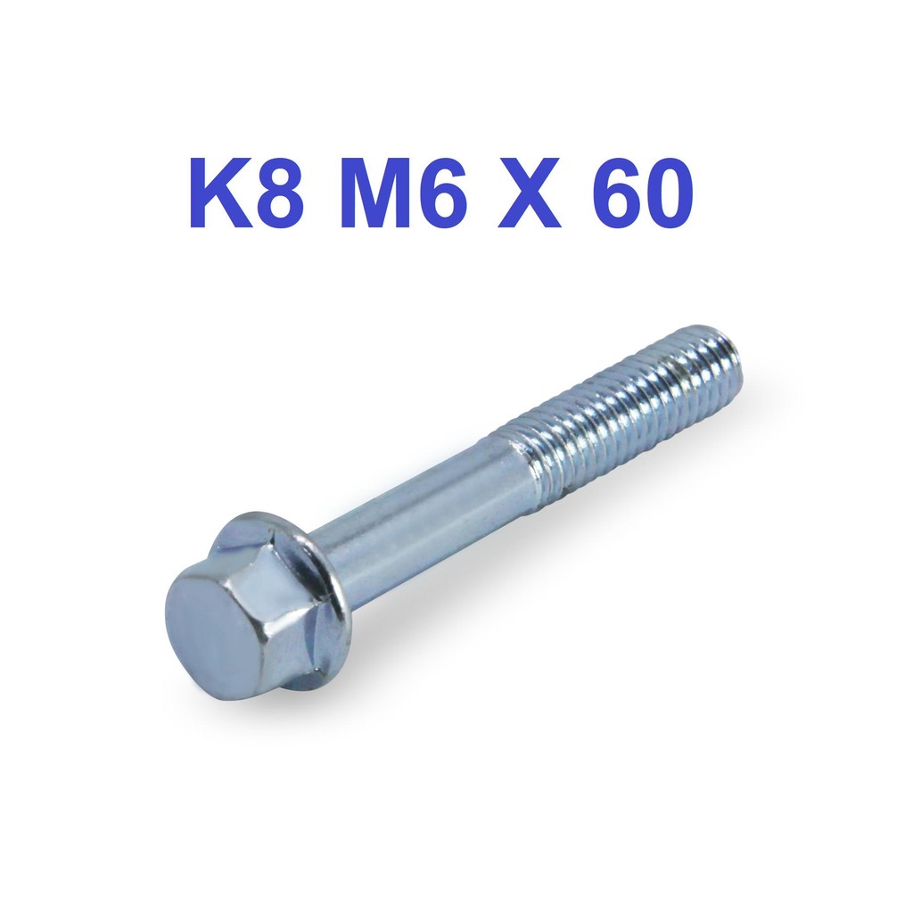 BAUT FLANGE / FLANGE BOLT K8 PUTIH M6 X 60