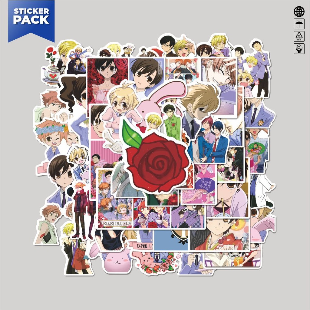 

[100PCS]Stiker Pack Stiker Anime Ouran High School Host Club Aesthetic Vinyl Anti Air Dekorasi Sticker Laptop Buku Journal Koper Helm Casing HP Gitar Helm Skateboard