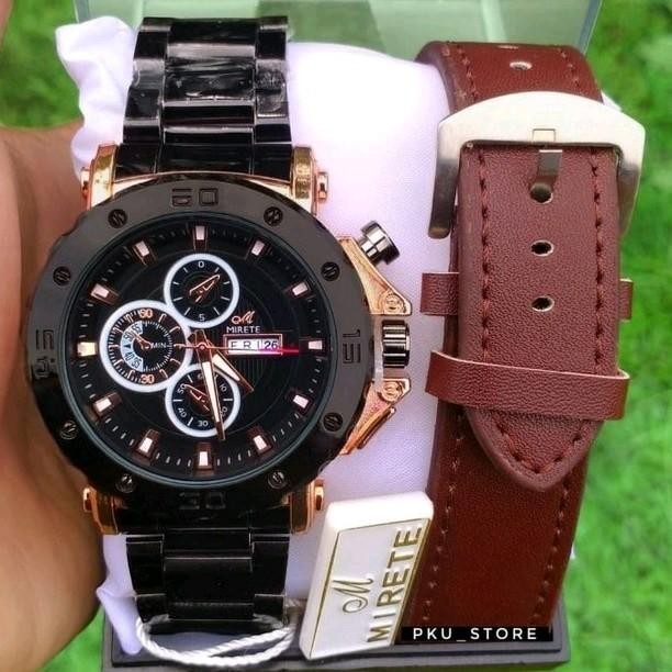 MIRETE Jam Tangan Pria Original Tahan Air Tali cadangan Tanggal dan Hari Aktif Dijamin Sesuai Foto R