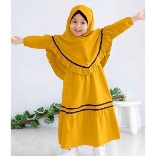 [UC]PROMO BARU Gamis anak perempuan set krudung untuk usia 2 sampai 11 tahun bv-23