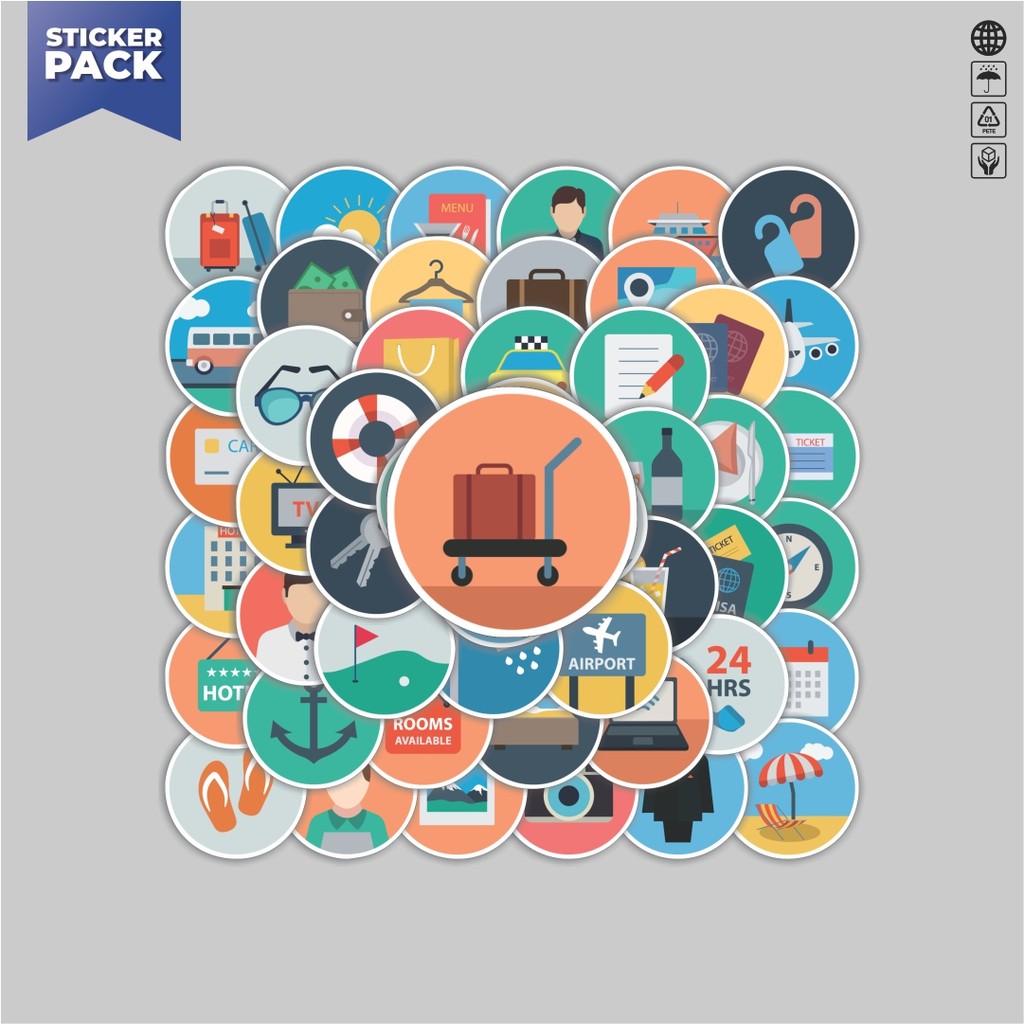 

[100PCS]Stiker Pack Stiker Ikon Datar Katalog Hotel Aesthetic Vinyl Anti Air Dekorasi Sticker Laptop Buku Journal Koper Helm Casing HP Gitar Helm Skateboard