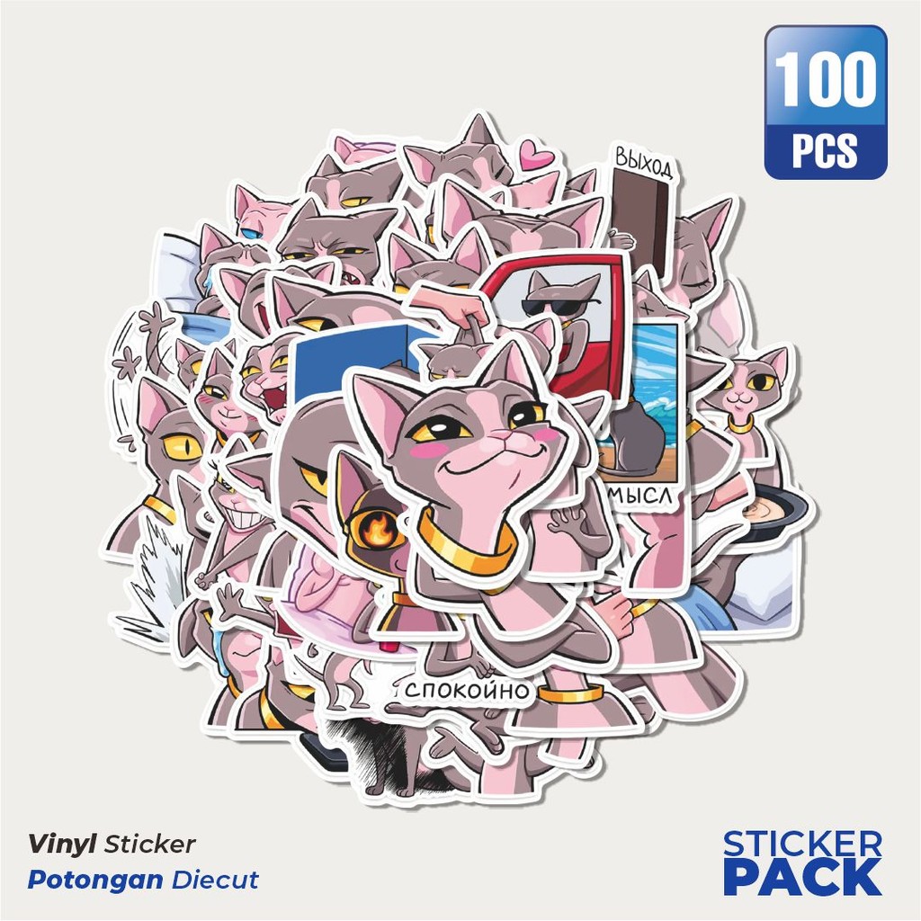 

Stiker Vinyl Stiker Kartun Funny Cleo Cat Waterproof Aesthetic- Untuk Laptop, Motor, dan Helm - Paper Stationery Pack