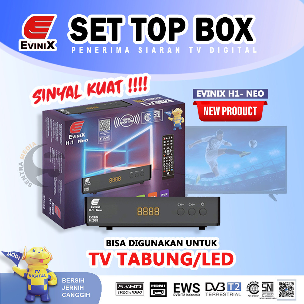 Set Top Box  Evinix H1 NEO  TERMURAH BERGARANSI RESMI PENERIMA SIARAN TV DIGITAL DVB-T2