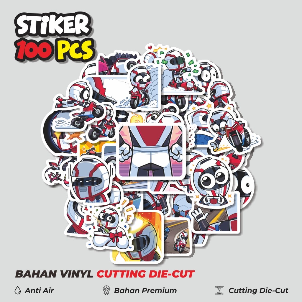 

Terbaru! 50 pcs Stiker Kartun Laito The Racer Dekorasi Lucu Kreatif untuk Notebook, Skateboard, HP