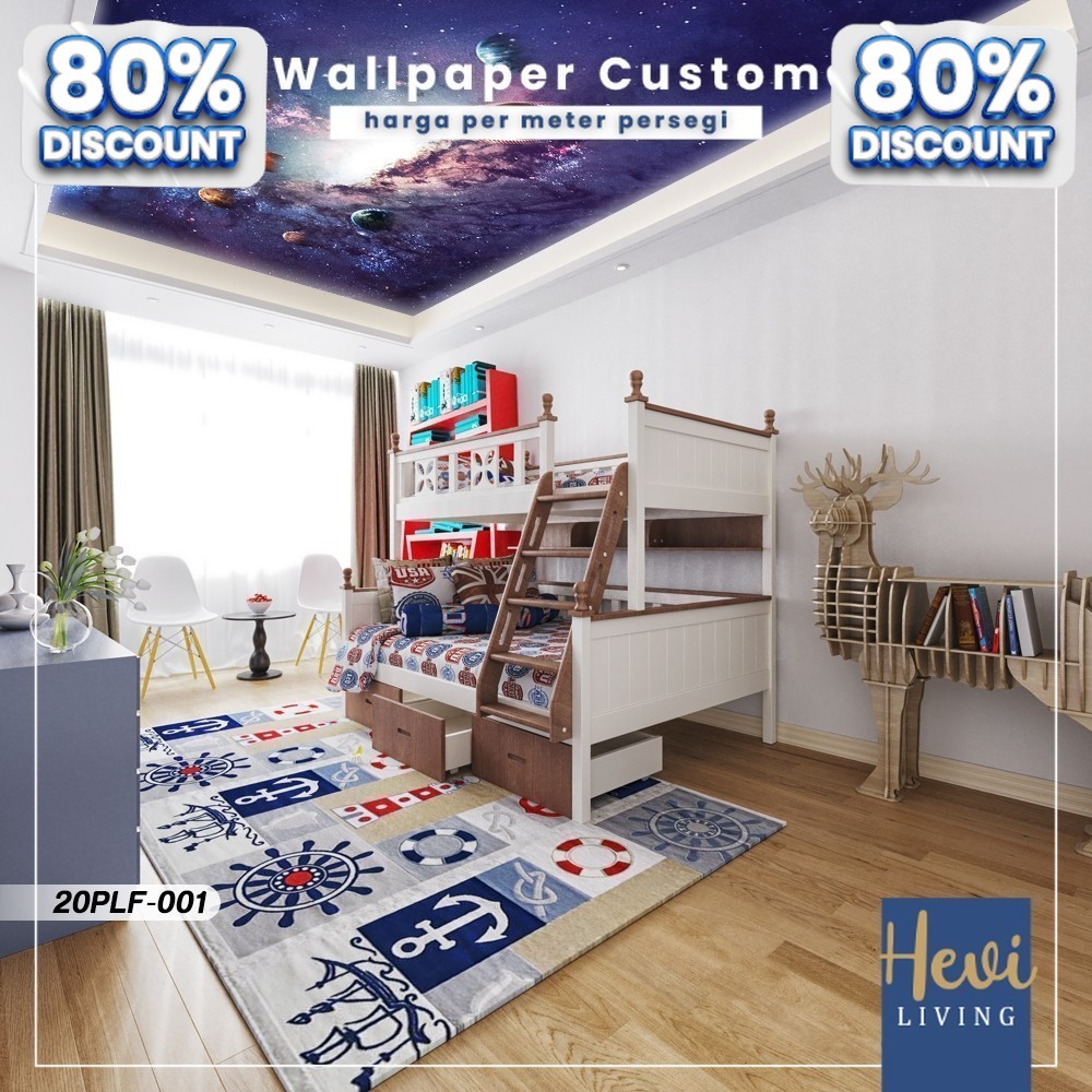 Wallpaper Custom Plafon Rumah - Motif Plafon Luar Angkasa - Wall Sticker Dinding - Wallbanner - Wall