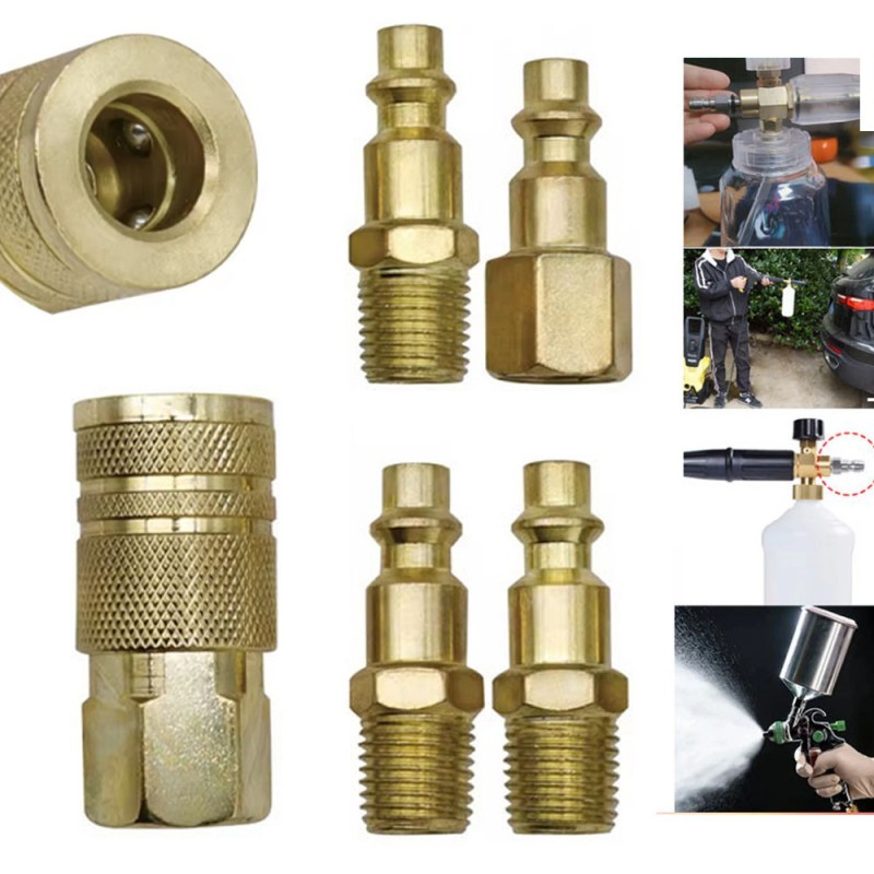 Isi 5 Quick Coupler Set 1/4 Inch Sambungan Selang Udara Kompresor Angin -