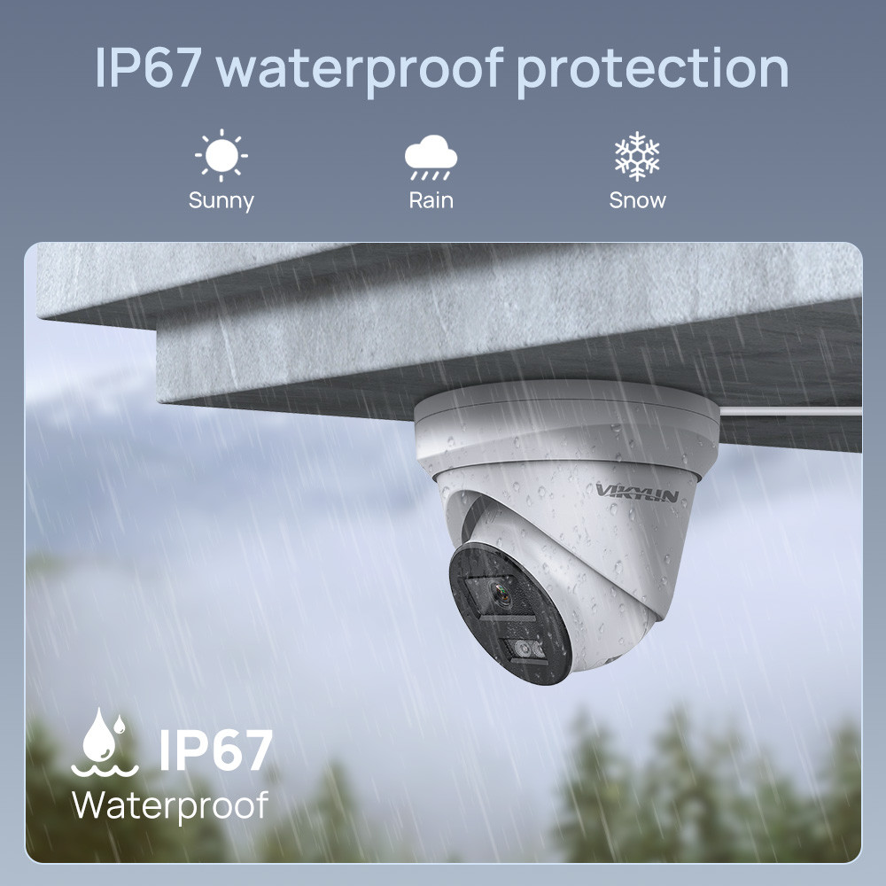 VIKYLIN Hikvision OEM 5MP 4K Security Camera System IP67 Outdoor POE NVR CCTV Turret Human Detection