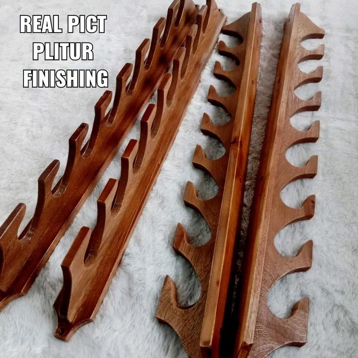 tempat pancing rak gantung dari kayu jati asli