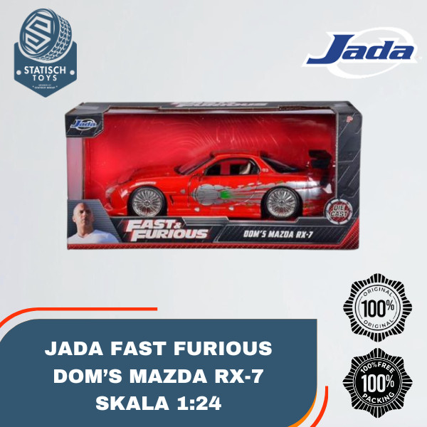 Jada Fast Furious Dom Mazda RX-7 Skala 24 Diecast Mobil Koleksi Original Openable Part
