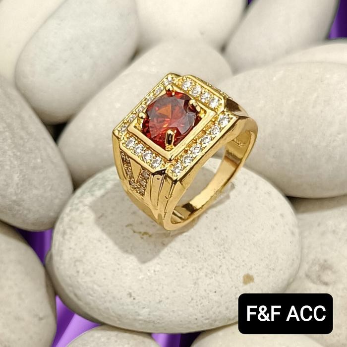 TERBARU CINCIN PRIA MODEL BATU TERLARIS Aksesoris Putih - EMAS BATU MERAH, 6