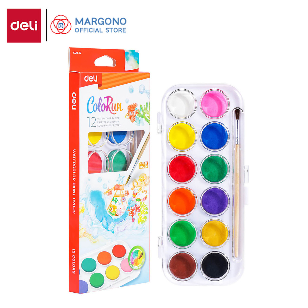 

Deli Cat Air Padat / Watercolor Painting Gratis Kuas 8 12 21 Warna EC20