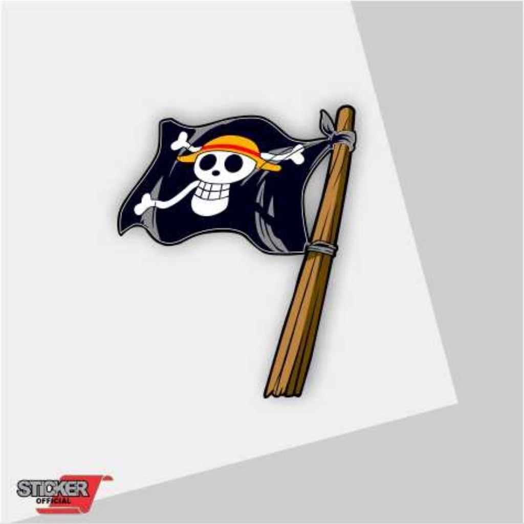 Stiker bendera one piece, anime one piece, hp, motor, stiker timbul
