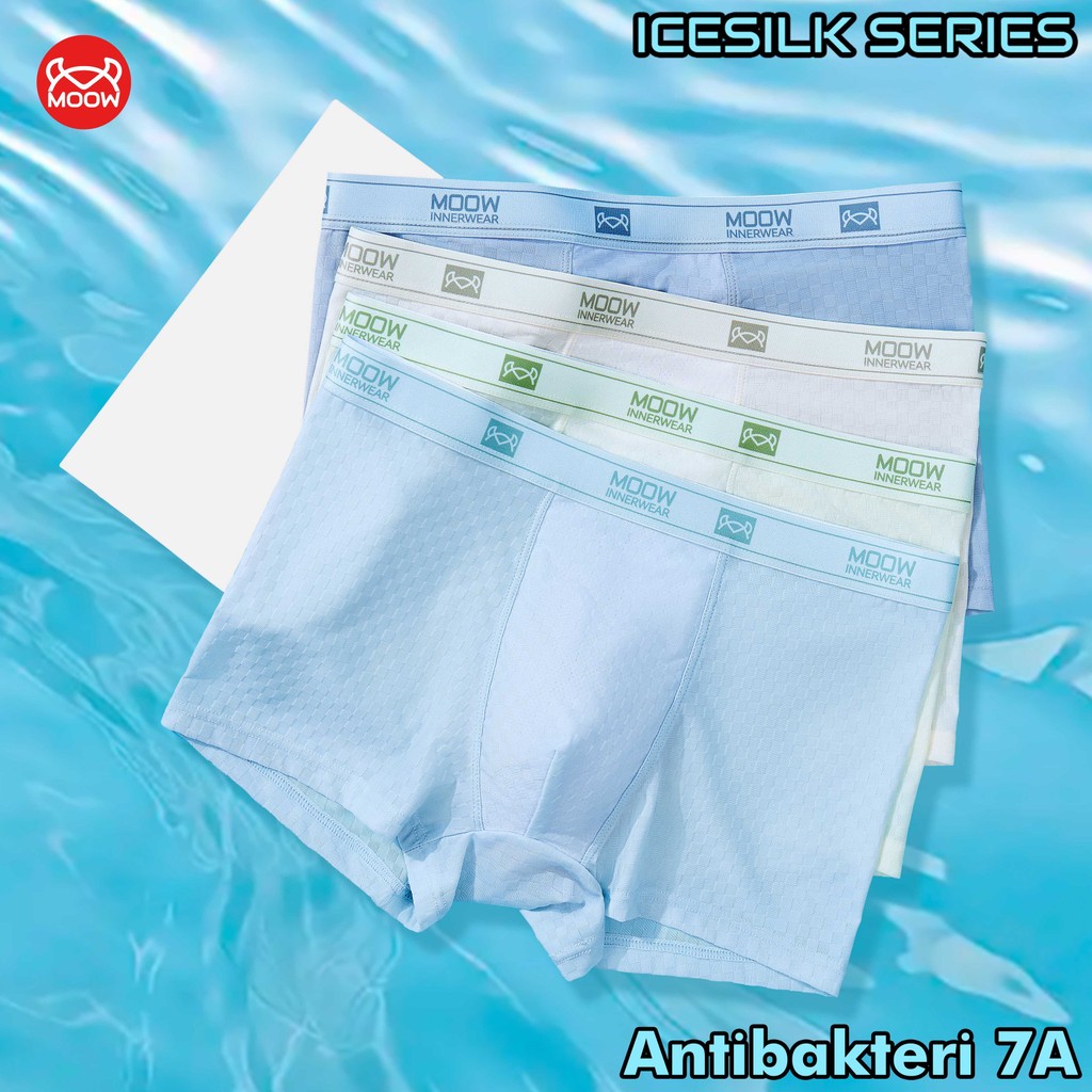 LARUNSHOW X MOOW Paket 4PCS Celana Dalam Boxer Pria Premium Icesilk Antibakteri 7A Motif Petak MP61