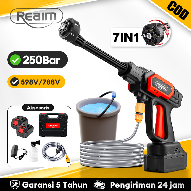 Reaim Jet Cleaner 788V Alat cuci mobil 150bar Mesin Cuci Mobil Isi Ulang Pistol Air Listrik Mesin Cu