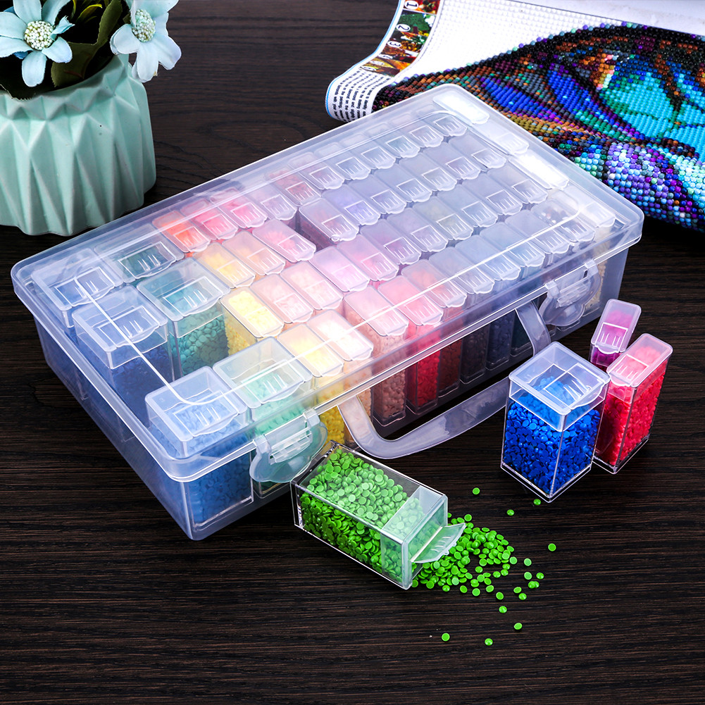 

32/48/64 Slots Cross Stitch Tool Organizer Clear Storage Containers Y Craft for amond Painting Embroidery