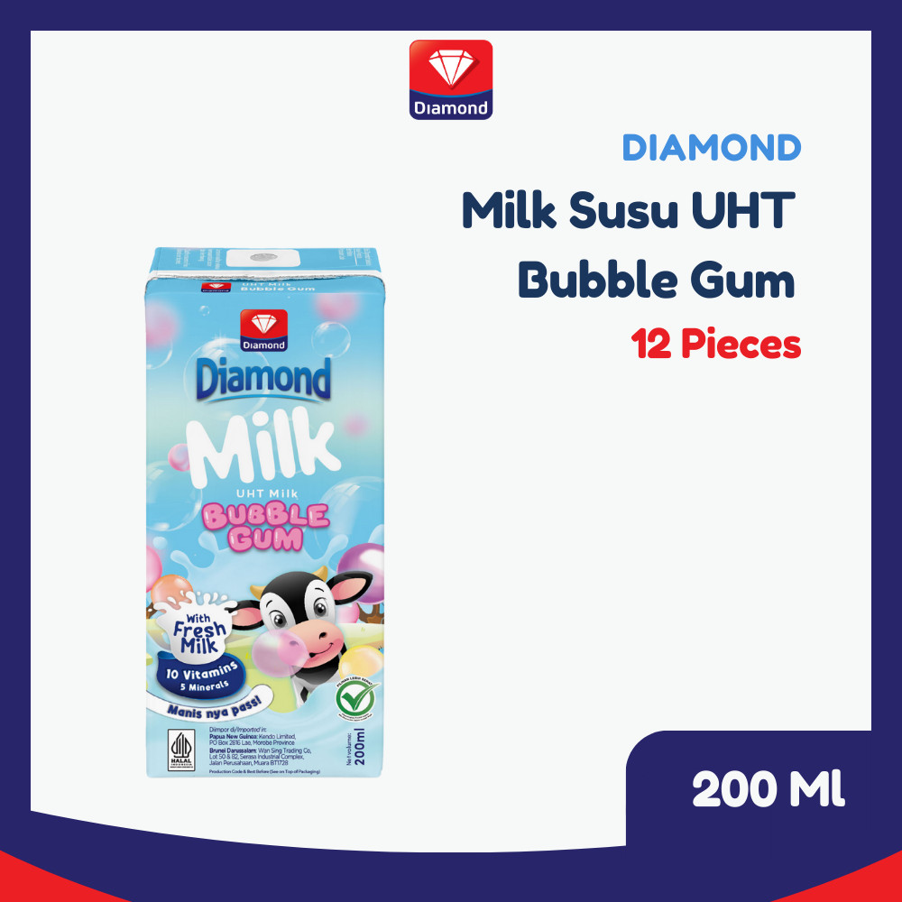 

Diamond Milk Susu UHT Bubble Gum 200 ML [Isi 12 Pcs]