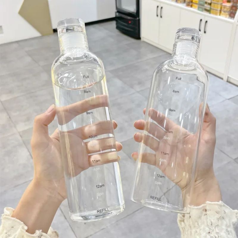 BOTOL MINUM KACA TIME TUMBLER BOTOL MINUM KACA AESTHETIC| BOTOL MINUM KACA KEKINIAN| BOTOL AIR MINUM