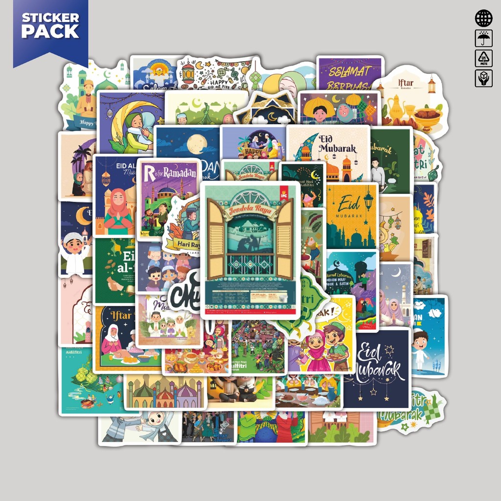 

[100PCS]Stiker Pack Stiker Tema Idul Fitri V2 Aesthetic Vinyl Anti Air Dekorasi Sticker Laptop Buku Journal Koper Helm Casing HP Gitar Helm Skateboard