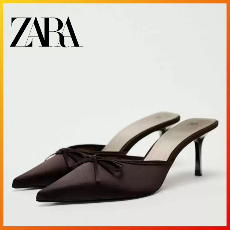 ZARa summer women's shoes temperament butterfly bow toe high heels pointed sandals shallow mouth sim