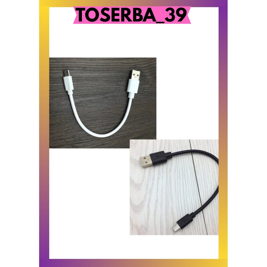 T39 KABEL CHARGER POLOS PENDEK POWERBANK 10 - 15 CM FOR MICRO USB HITAM / PUTIH