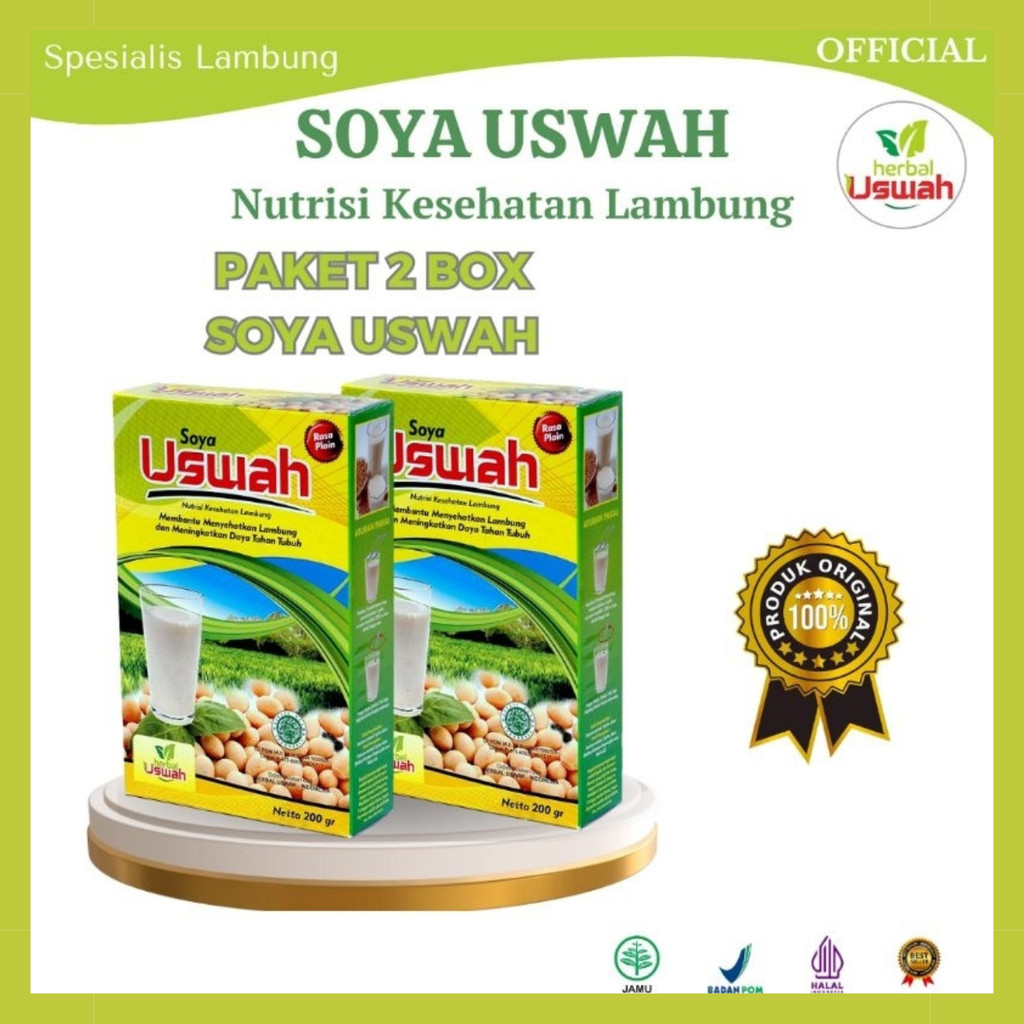 Soya Uswah Paket 2 Box - Obat Lambung Tradisional & Maag Kronis | Herbal BPOM | Nutrisi Pencernaan S
