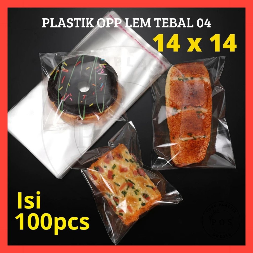 

(04) 14 X 14 OPP LEM PLASTIK KACA DVD,Bakery,Undangan,Roti,Amplop,Angpao (Isi 100 Lembar)