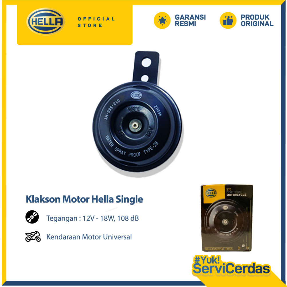 Klakson Motor Hella ORIGINAL Klakson Disc Hella Motorcycle Single Horn 12V 108 dB Suara SuperKencang