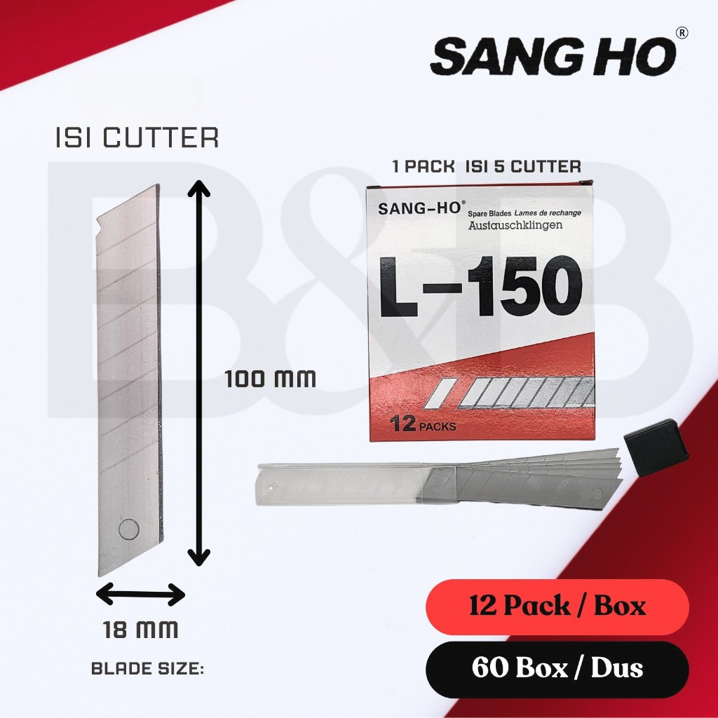 Grosir 1 Dus isi 3600 Pcs (ISI CUTTER BESAR) SANG-HO L-150 ISI REFILL CUTTER TAJAM