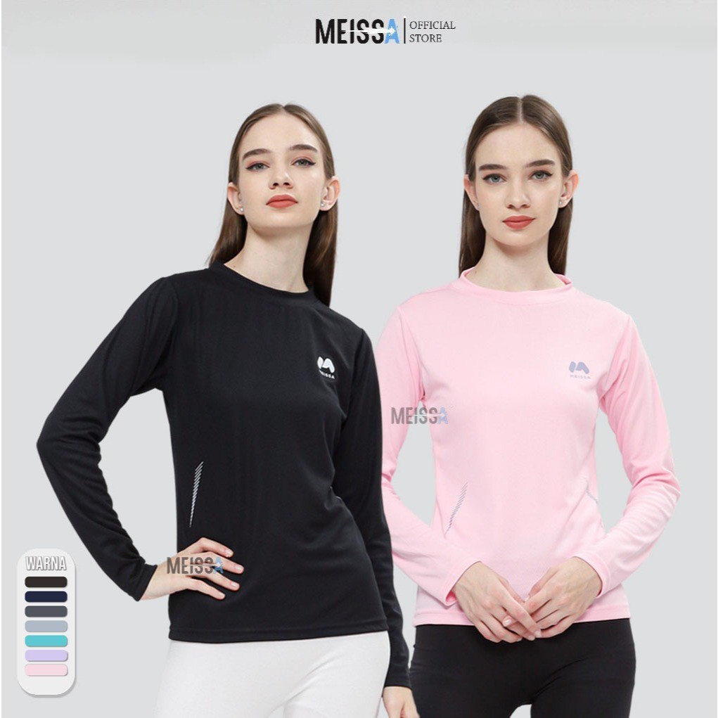 Outfit olahraga MEISSA Kaos Olahraga Wanita Tangan Panjang Kaos Running Lari Gym Senam Muslimah