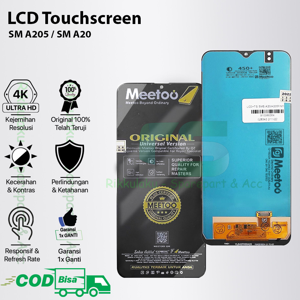 LCD Touchscreen Samsung A20 Original 100% Fullset