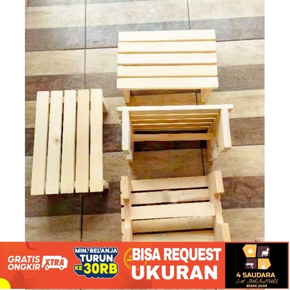 bangku jongkok kayu/bangku kecil/dingklik kayu solid natural