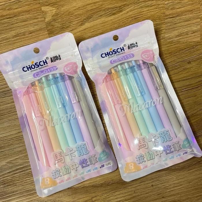 

Color Gel Pen CHOSH Pulpen Pena Jel Warna macaron 8 warna pastel 0,5mm by Fajar SA
