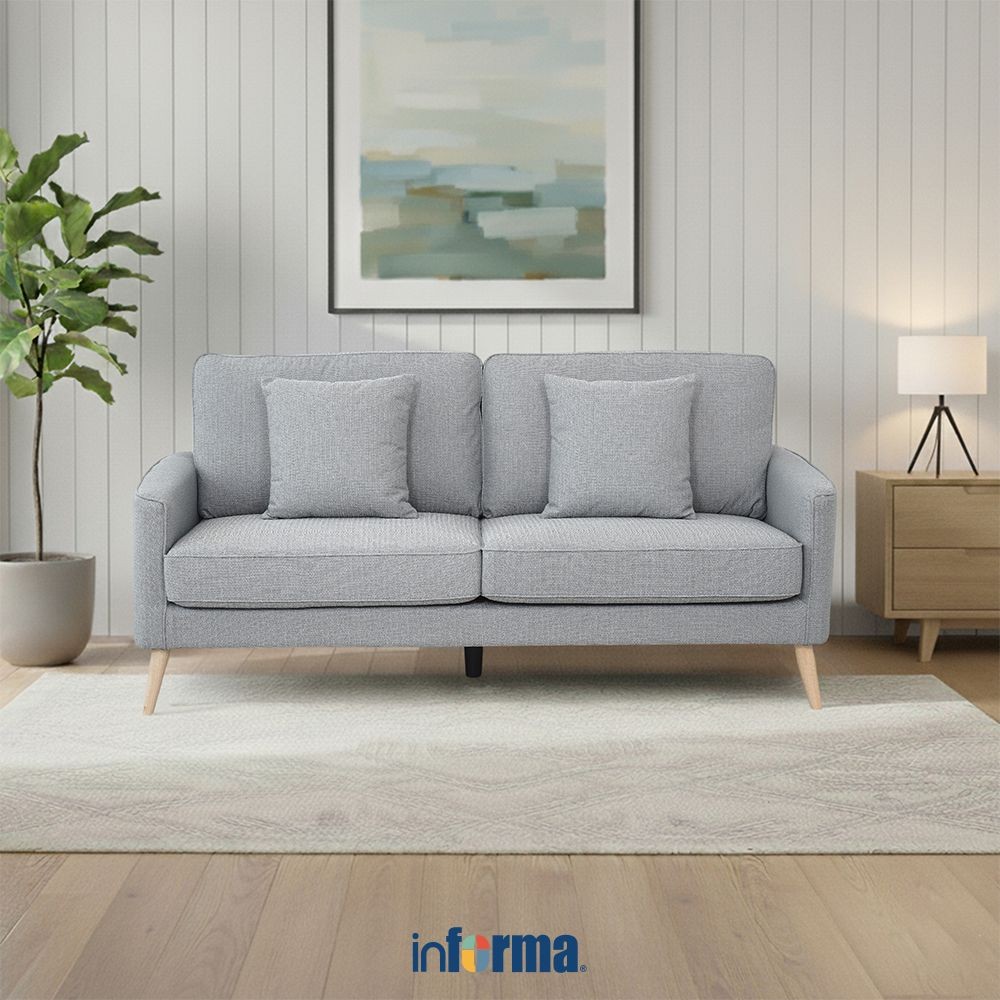 Informa Nordia Neo Alamo Sofa Fabric 3 Seater - Abu-Abu Sofa Ruang Tamu Kursi Sofa Sofa Minimalis Ku