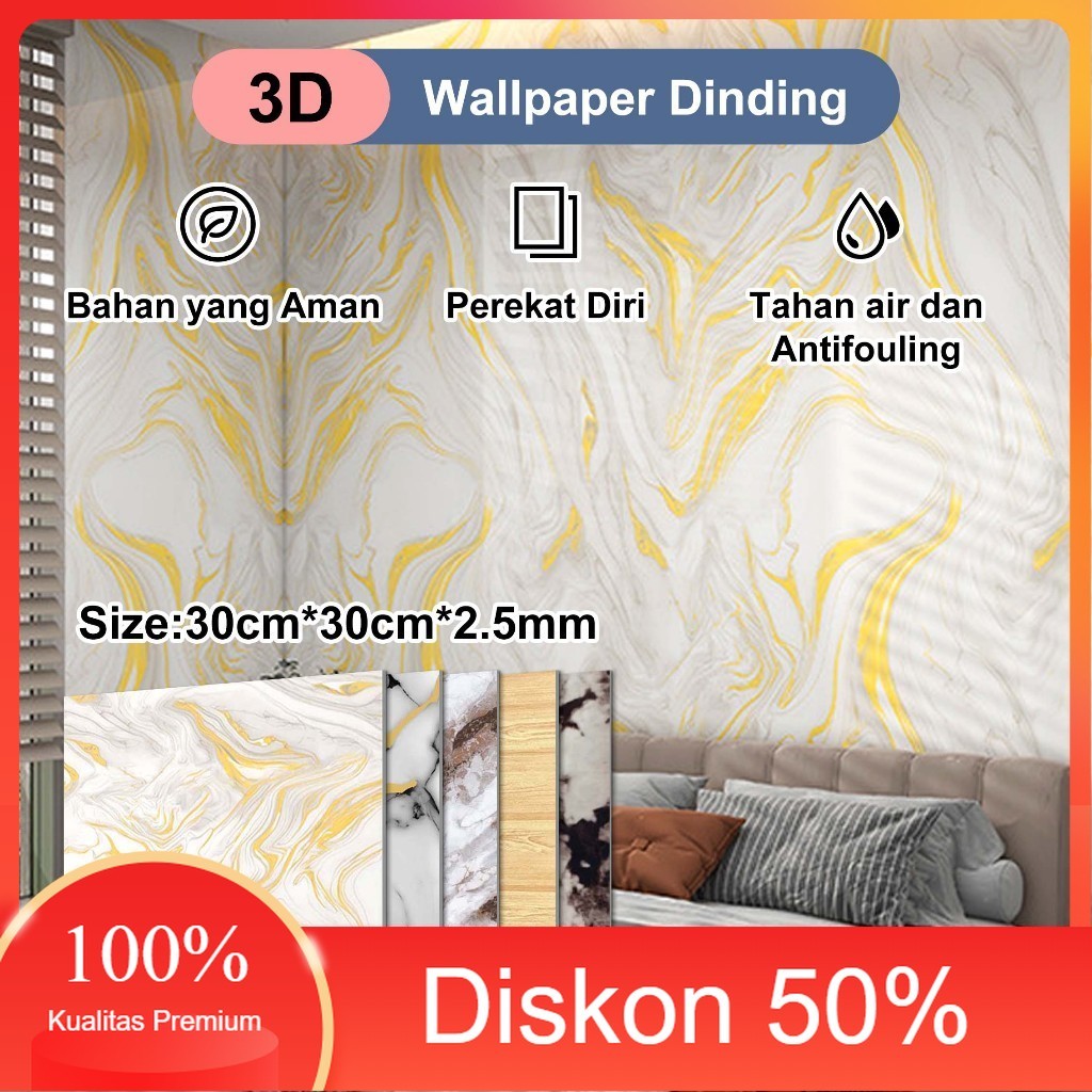 GROSIR Wallpaper Dinding Vinyl Marble 30x30cm Lantai Keramik Marbel Granit Stiker Cabinet Lemari Dek