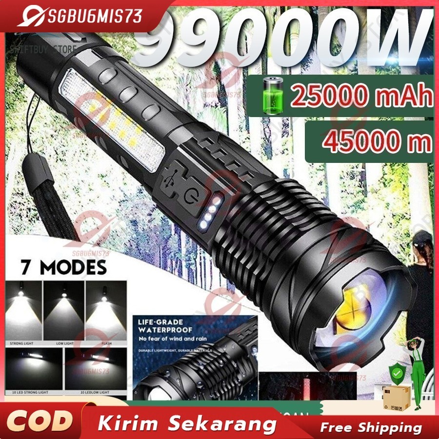 Senter Swat Police Terbaik / zoom 7 mode cahaya senter/Senter Led Rechargeable /Senter led a76 jarak