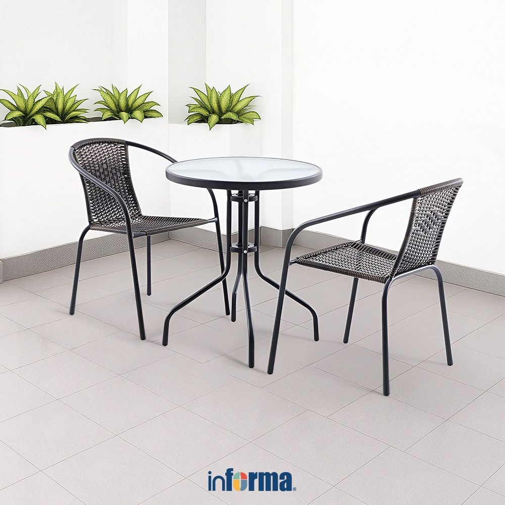 Informa Colorado Set Kursi & Meja Teras - Cokelat Tua Balcony Table Chair Furniture Outdoor Serbagun