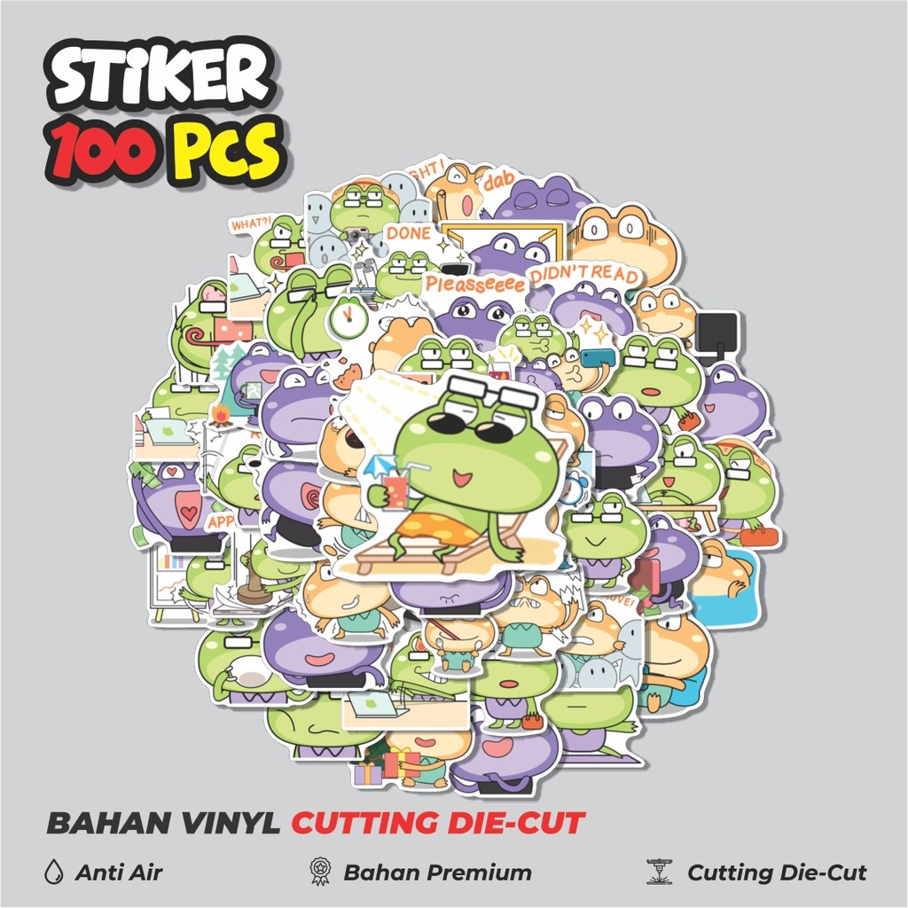 Terbaru 50 pcs Stiker Frog Fals Dekorasi Lucu Kreatif untuk Notebook, Skateboard, HP
