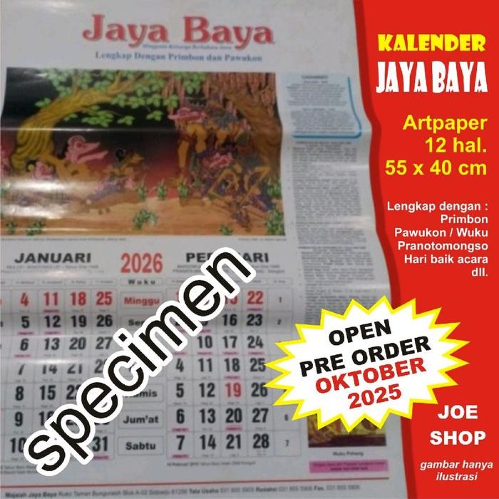 kalender 2026 primbon Jawa baya Jayabaya 2026